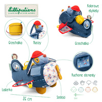 Lilliputiens Przytulanka aktywizująca wielofunkcyjna Samolot Piesek Jules 9 m+