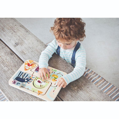 LILLIPUTIENS Drewniana tablica labirynt sensoryczny Farma 18 m+