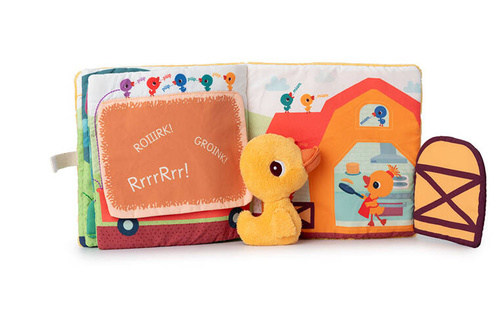 Lilliputiens Książeczka aktywizująca z mini-przytulanką Na farmie Kaczorek Gaspard 18 m+