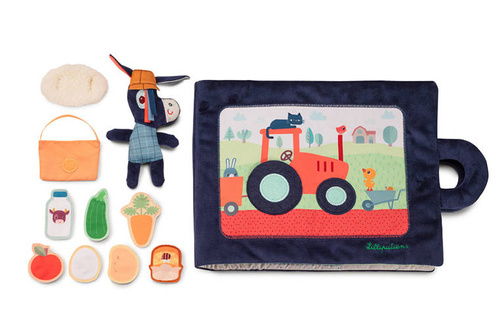 LILLIPUTIENS Miękka książeczka aktywizująca "Osiołek Ignace na farmie" 18 m+