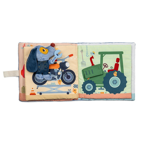 Lilliputiens Miękka książeczka aktywizująca "Garaż Pieska Jules'a" 12 m+