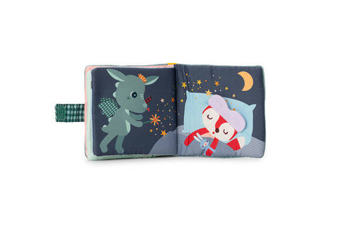 LILLIPUTIENS Miękka mini-książeczka wielofunkcyjna z silikonowym gryzakiem Smok Joe 6 m+