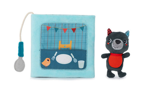 LILLIPUTIENS Książeczka aktywizująca z mini-przytulanką Smacznego! Wilk Louis 12 m+