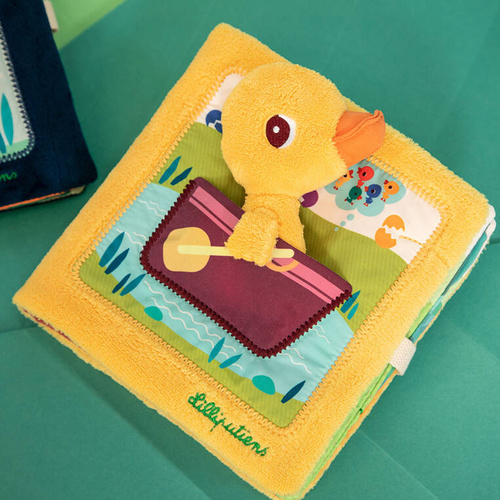 Lilliputiens Książeczka aktywizująca z mini-przytulanką Na farmie Kaczorek Gaspard 18 m+