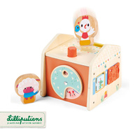 LILLIPUTIENS Drewniany domek manipulacyjny Zabawa w chowanego 12 m+