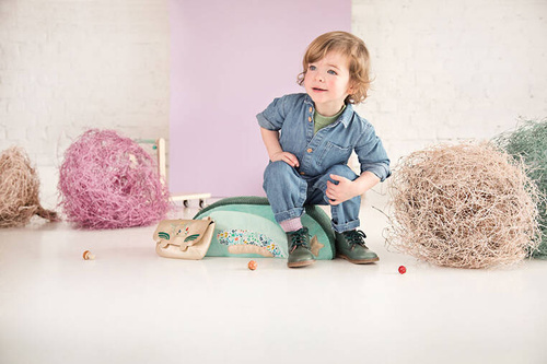 LILLIPUTIENS Drewniany jeździk 2 w 1 z miękkim siedziskiem i torebką Smok Joe 12 m+