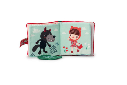 LILLIPUTIENS Miękka mini-książeczka wielofunkcyjna z silikonowym gryzakiem Czerwony Kapturek 6 m+