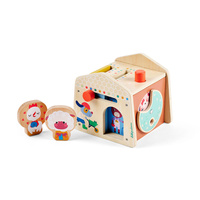 LILLIPUTIENS Drewniany domek manipulacyjny Zabawa w chowanego 12 m+
