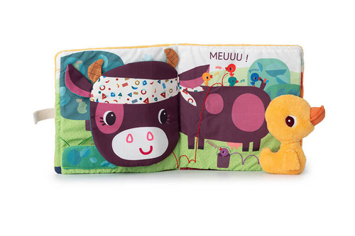 Lilliputiens Książeczka aktywizująca z mini-przytulanką Na farmie Kaczorek Gaspard 18 m+