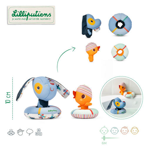 Lilliputiens Przytulanki do kąpieli Piesek Jules i Kaczorek Gaspard 6 m+