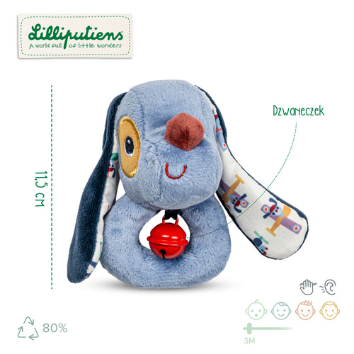 Lilliputiens Grzechotka z dzwoneczkiem Piesek Jules 3 m+
