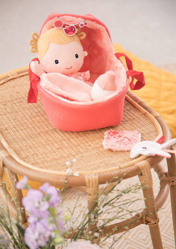 LILLIPUTIENS Lalka dzidziuś w gondoli z komforterem i butelką mleka Lena 12 m+