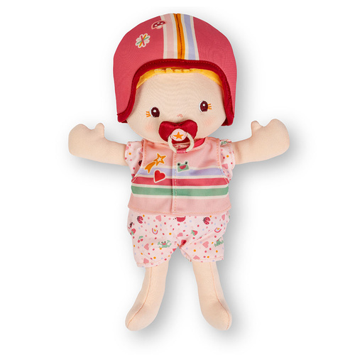 Lilliputiens Lalka dzidziuś w foteliku rowerowym z komforterem i kaskiem Lena 18 m+