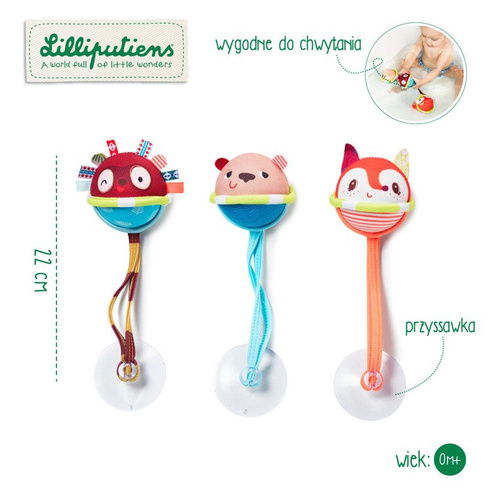 Zestaw 3 piłeczek do kąpieli z przyssawkami 3 m+ LILLIPUTIENS