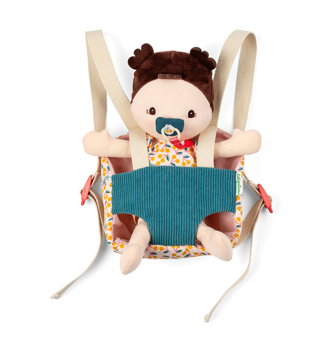 Lilliputiens Lalka dzidziuś w nosidełku i z czapeczką Jeanne 18 m+