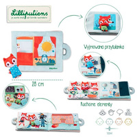 LILLIPUTIENS Miękka książeczka aktywizująca z mini - przytulanką „Dzień dobry, mały lisku” 18 m+