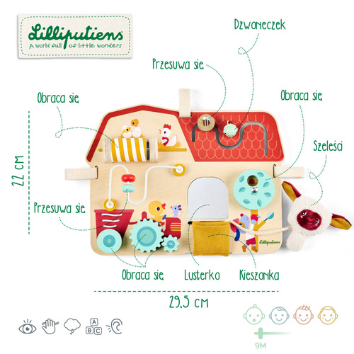 LILLIPUTIENS Drewniana tablica manipulacyjna Farma Owieczka Yvon 9 m+