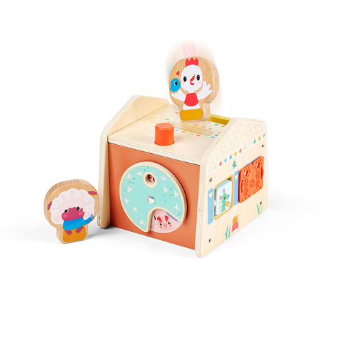 LILLIPUTIENS Drewniany domek manipulacyjny Zabawa w chowanego 12 m+