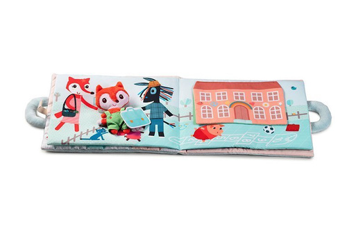 LILLIPUTIENS Miękka książeczka aktywizująca z mini - przytulanką „Dzień dobry, mały lisku” 18 m+