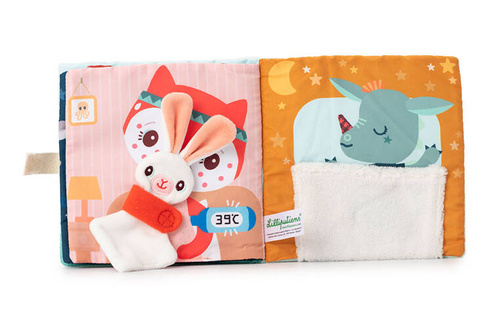 LILLIPUTIENS Miękka książeczka aktywizująca z mini-komforterem „Joe i jego przytulanka” 12 m+