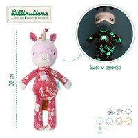 Lilliputiens Przytulanka do spania z elementami fluorescencyjnymi Jednorożec Lena 6m+