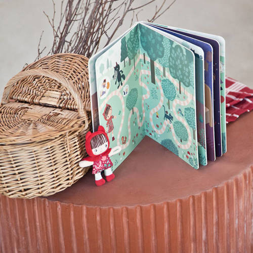 LILLIPUTIENS Książeczka przygodowa z mini przytulanką kartonowa Czerwony Kapturek 2 lata+